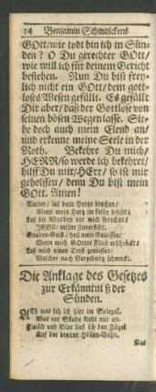 Die Anklage des Gesetzes zur Erkänntniß der Sünden