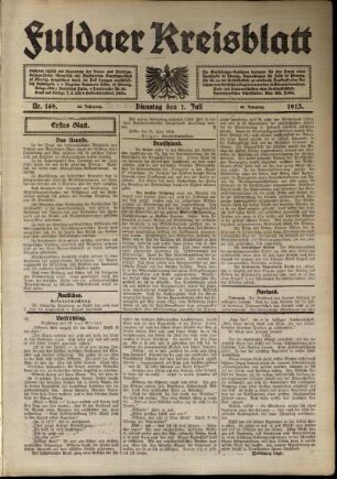 Zweite Ausgabe vom Dienstag, den 01. Juli 1913.