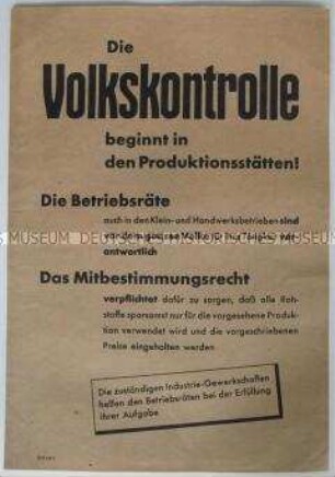 Aufruf zur Mitarbeit bei der Volkskontrolle