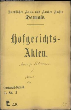 Elbrinxen, Kord Otto Meier zu gegen Nevel zu Evenhausen - Brautschatzforderung