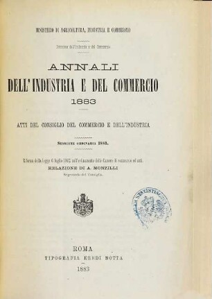 Annali del industria e del commercio. 1883,4