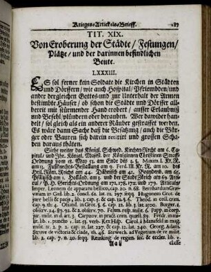 Tit. XIX. Von Eroberung der Städte/ Festungen/ Plätze/ und der darinnen befindlichen Beute.