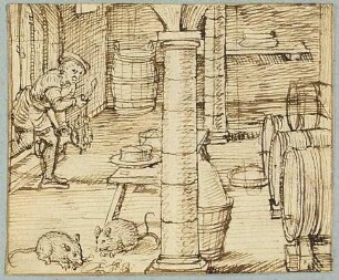 Nachzeichnung einer Illustration in De warachtighe Fabulen der Dieren. Brügge 1567, S. 176