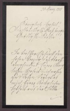 Schreiben von Anna Haas an die Großherzogin Luise; Dank an die Großherzogin für die Ehre, sie auf einer Reise begleiten zu dürfen
