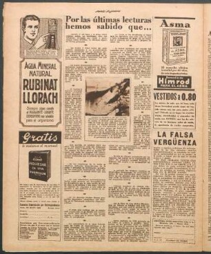 Por las últimas lecturas hemos sabido que...