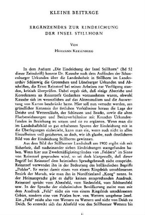Ergänzendes zur Eindeichung der Insel Stillhorn