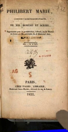 Philibert marié : Comédie-vaudeville en un acte