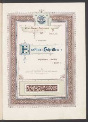 I. Abtheilung. Fraktur-Schriften. Schwabacher. Gothisch. Canzlei etc.