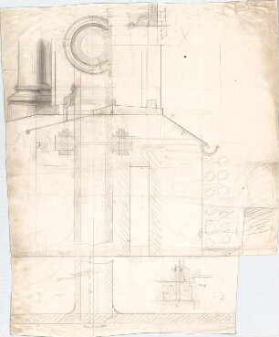 Voit, August von; München; Botanischer Garten - Palmenhaus - Säulenbasis (Teilansicht, Schnitte, Detail)