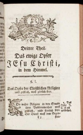 Dritter Theil. Das ewige Opfer Jesu Christi, in dem Himmel.