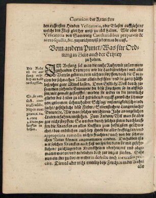 Vom andern Punct/ Was für Ordnung in Gebrauch der Ertzney zu halten.
