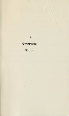 III. Kreisleriana Nro 1-6