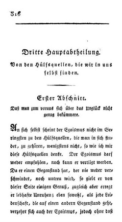 Dritte Hauptabtheilung. Von den Hülfsquellen, die wir in uns selbst finden.