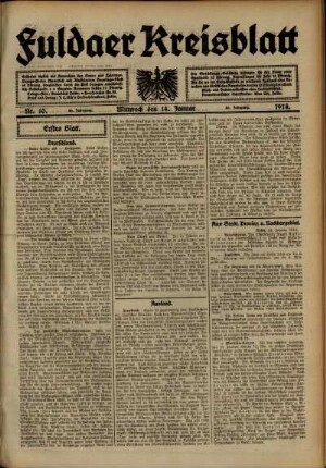 Ausgabe vom Mittwoch, den 14. Januar 1914.