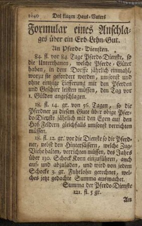 Formular eines Anschlages über ein Erb-Lehn-Gut