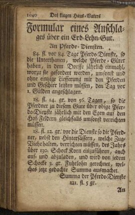 Formular eines Anschlages über ein Erb-Lehn-Gut