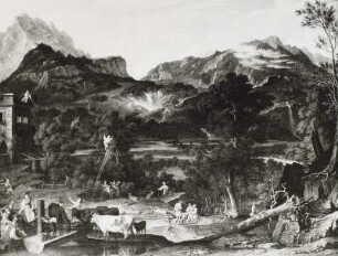 Berner Oberland : Landwirtschaftliche Tätigkeiten, Berner Oberland, Gemälde, 1816
