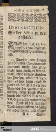 Instruction. Wie der Actus zu veranstalten.