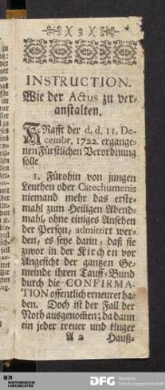 Instruction. Wie der Actus zu veranstalten.