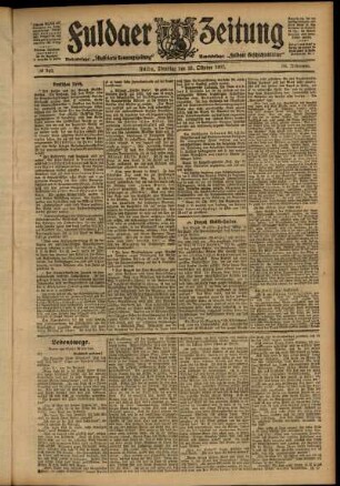 Ausgabe vom Dienstag, den 29. Oktober 1907.