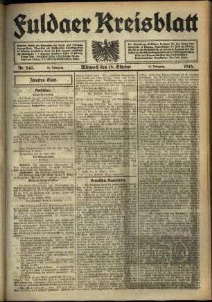 Zweite Ausgabe vom Mittwoch, den 19. Oktober 1910.