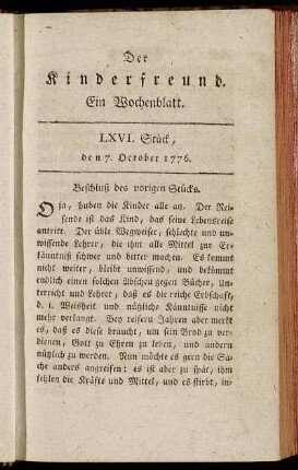LXVI. Stück, den 7. October 1776