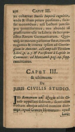 Caput III. & ultimum. De Iuris Civilis Studio.