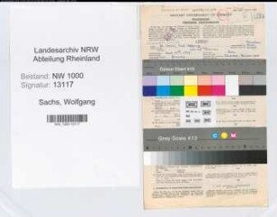Entnazifizierung Wolfgang Sachs, geb. 23.09.1899 (Versich.Kaufmann)
