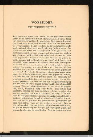 Vorbilder / Friedrich Gundolf