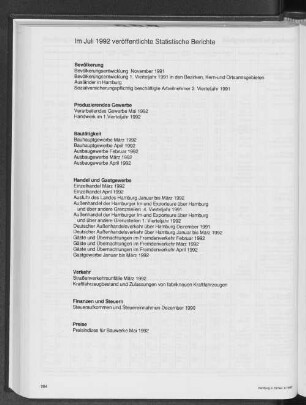 Im Juli 1992 veröffentlichte Statistische Berichte