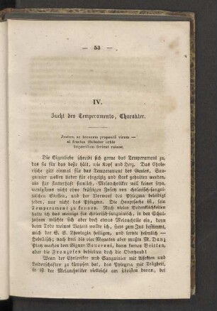 IV. Zucht des Temperaments, Charakter.