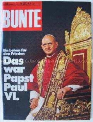 Illustrierte "BUNTE" über Leben und Tod von Papst Paul IV.