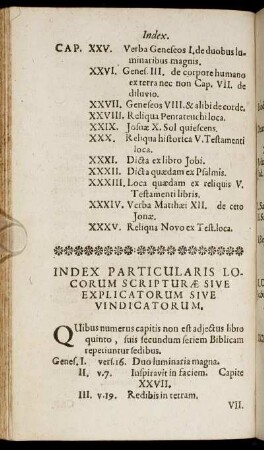 Index Particularis Locorum Scripturæ Sive Explicatorum Sive Undicatorum.