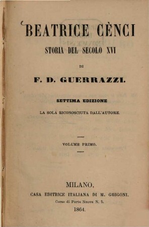 Beatrice Cénci : Storia del secolo XVI, 1