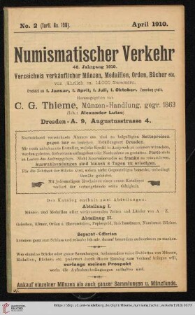 Numismatischer Verkehr No. 2 April 1910 (Nr. 1 - 3078)