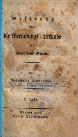 Gespräche über die Verfassungsurkunde des Königreichs Baiern