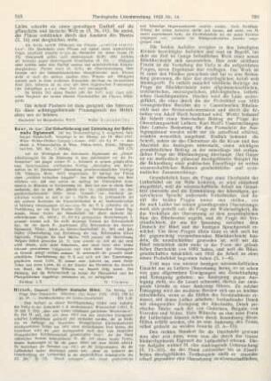 319-323 [Rezension] Hirsch, Emanuel, Luthers deutsche Bibel