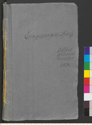 Alter Umschlag "Eingegangene Briefe. October. November. December 1818."