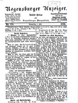 Regensburger Anzeiger : General-Anzeiger und Handelszeitung. 1875, 7 - 12 = Nr. 178 (1. Juli) - Nr. 360 (31. Dezember)