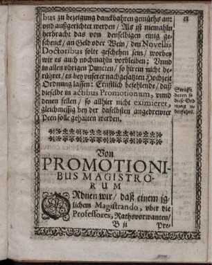 Von Promotionibus Magistrorum