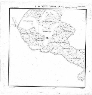 Kartenblatt SO XXXVII XXXVIII 16 17 Stand 1822 ca. (Multiblatt 1:5000, nur württembergischer Teil)