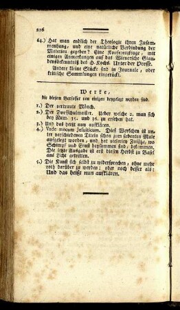 Werke, die diesem Verfasser von einigen beygelegt worden sind.