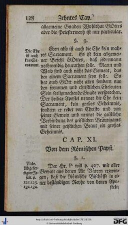 Cap. XI. Von dem Römischen Papst.
