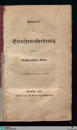 Entwurf der Strafproceßordnung für das Großherzogthum Baden