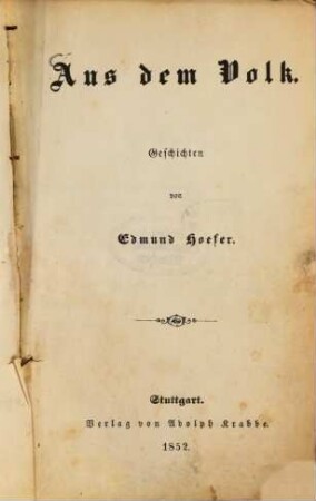 Aus dem Volk : Geschichten