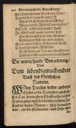 Die neunzehende Betrachtung/ Von Dem lebendigmachenden Trost des Göttlichen Namens.