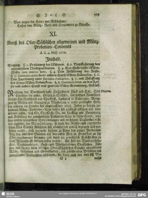 XI. Receß des Ober-Sächsischen allgemeinen und Münz-Probation-Convents d.d. 4. Maii 1609