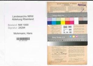 Entnazifizierung Hans Mohrmann, geb. 26.07.1890 (Angest.)