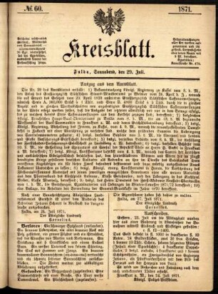 Ausgabe vom Samstag, den 29. Juli 1871.