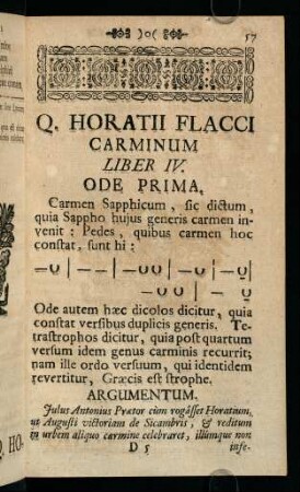 57-87, Q. Horatii Flacci Carminum Liber IV.
